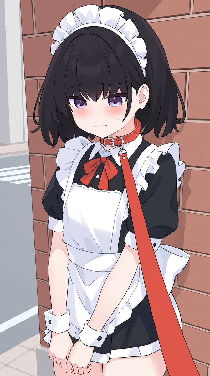 メイド服でお散歩させられる男の娘🐶