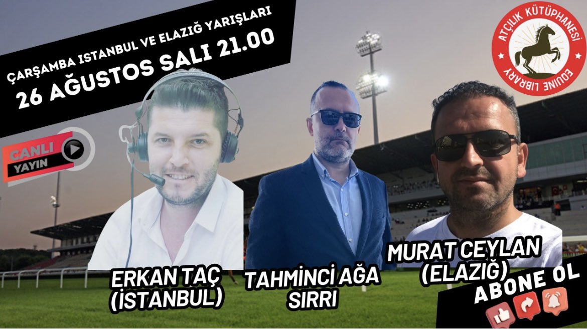 MURAT CEYLAN (@murat20302272) on Twitter photo Akşam yine Yayındayız
8 Koşuşu Elazığ Programı üzerinde
Çalışmalarımı tamamladım
Program süper
Süprizler ile Adım Adım 🍀
Hem 1.ci ve Hem 2. Altılı yorumları ile
Sonrasınada 5 liyide ekleyelim
Keyifli serler dilerim
<a href="/AtcilikKtp/">Atçılık Kütüphanesi</a> aracılığı ile abone 👆 Akşam yine Yayındayız
8 Koşuşu Elazığ Programı üzerinde
Çalışmalarımı tamamladım
Program süper
Süprizler ile Adım Adım 🍀
Hem 1.ci ve Hem 2. Altılı yorumları ile
Sonrasınada 5 liyide ekleyelim
Keyifli serler dilerim
<a href="/AtcilikKtp/">Atçılık Kütüphanesi</a> aracılığı ile abone 👆