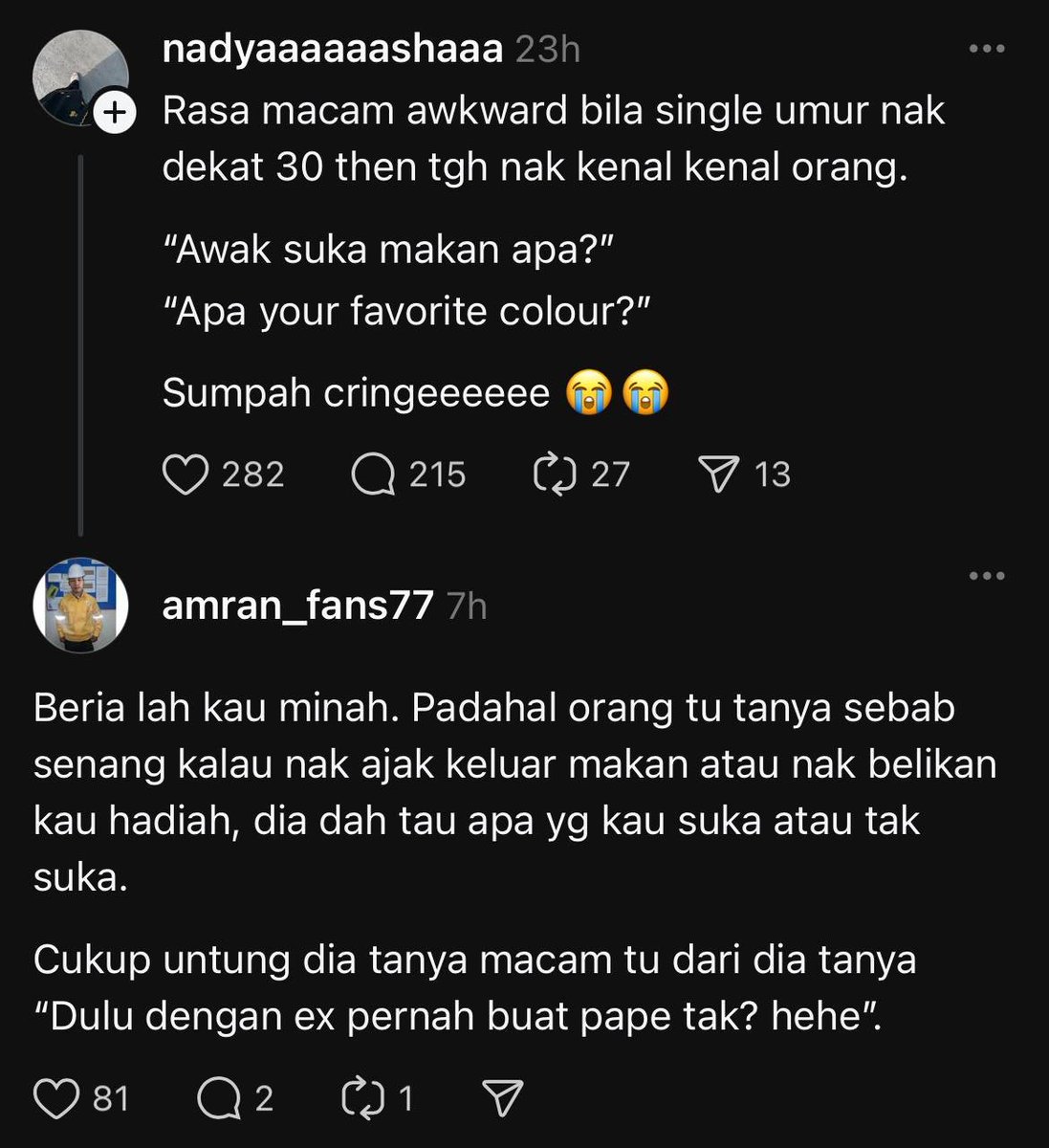 Sebab tulah, sampai ke sekarang kau masih single wahai "N". Benda-benda basic utk bercinta pun tak lepas, ada hati nak kahwin dengan lelaki gentleman.