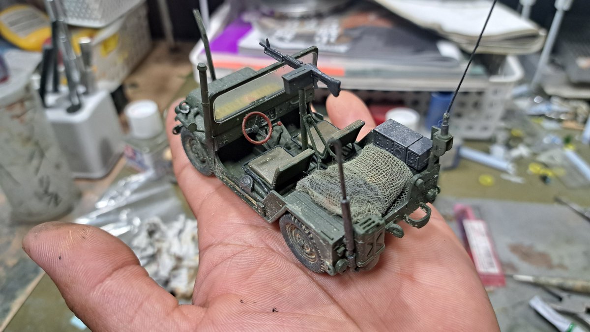 ManBouMokei's tweet image. タミヤ 1/35 M151 ケネディジープ 
完成しました。

#翻車魚模型 #ScaleModel #タミヤ #プラモデル #模型