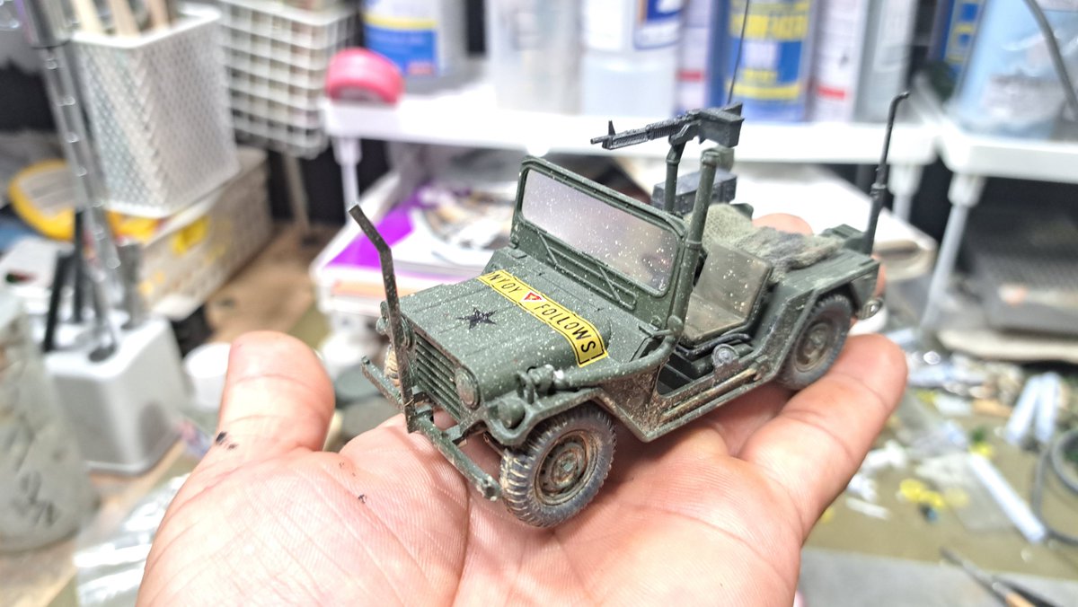 ManBouMokei's tweet image. タミヤ 1/35 M151 ケネディジープ 
完成しました。

#翻車魚模型 #ScaleModel #タミヤ #プラモデル #模型