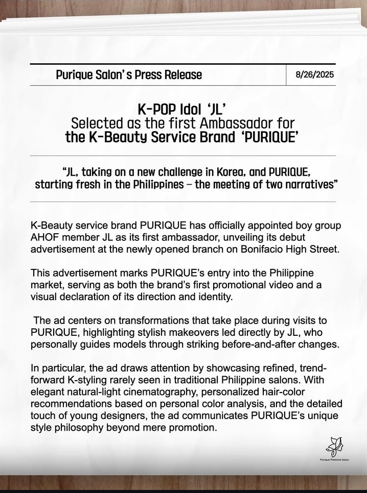 jlfilesent's tweet photo. omggg they already posted JL as the Ambassador of Purique Salon! ❤️

#JLXPURIQUE
#JL #제이엘 
#AHOF #아홉 @AHOF_official https://t.co/EO6X5HNTnw