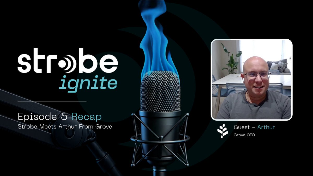 StrobeFinance's tweet photo. #StrobeIgnite Ep 05 w/ @ArtSabintsev (CEO, @BuildWithGrove) recap is live!🌳
TL;DR:
• Why infra partners are Web3’s "power lines"
• Grove’s role in launching the #XRPLEVM Sidechain
• Decentralized RPCs & scaling with @POKTnetwork
📖 Full recap: https://t.co/l2PGZ1pcKW https://t.co/wK0fQZravR