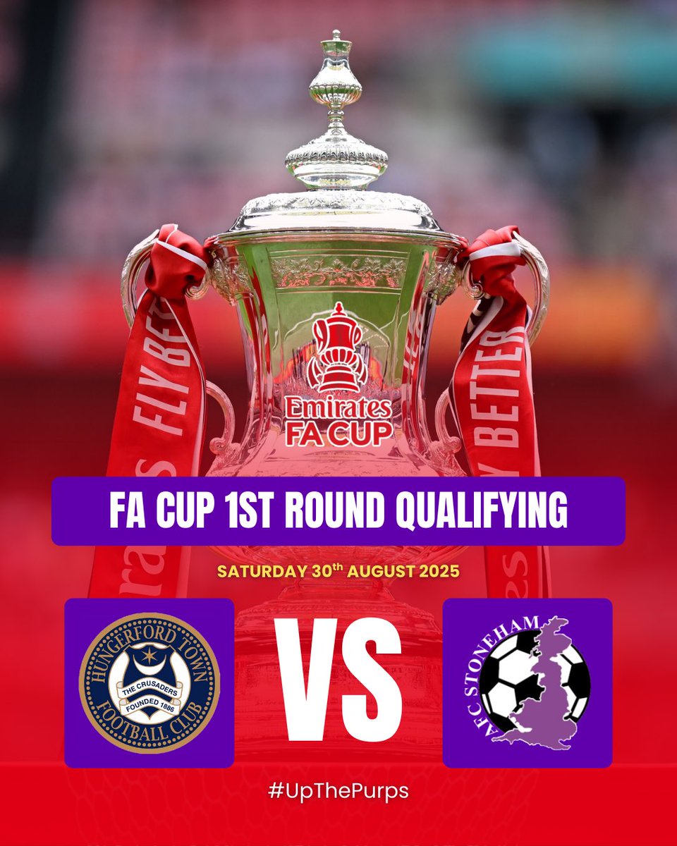 Emirates FA Cup |

On Saturday we travel to step 3 side Hungerford Town, in the 1st Round Qualifying. 

We will be providing a coach for any supporters that wish to join us. Contact Mark direct or message us via social media. £12pp from Trojans. 

#UpThePurps ⚽️💜🚌