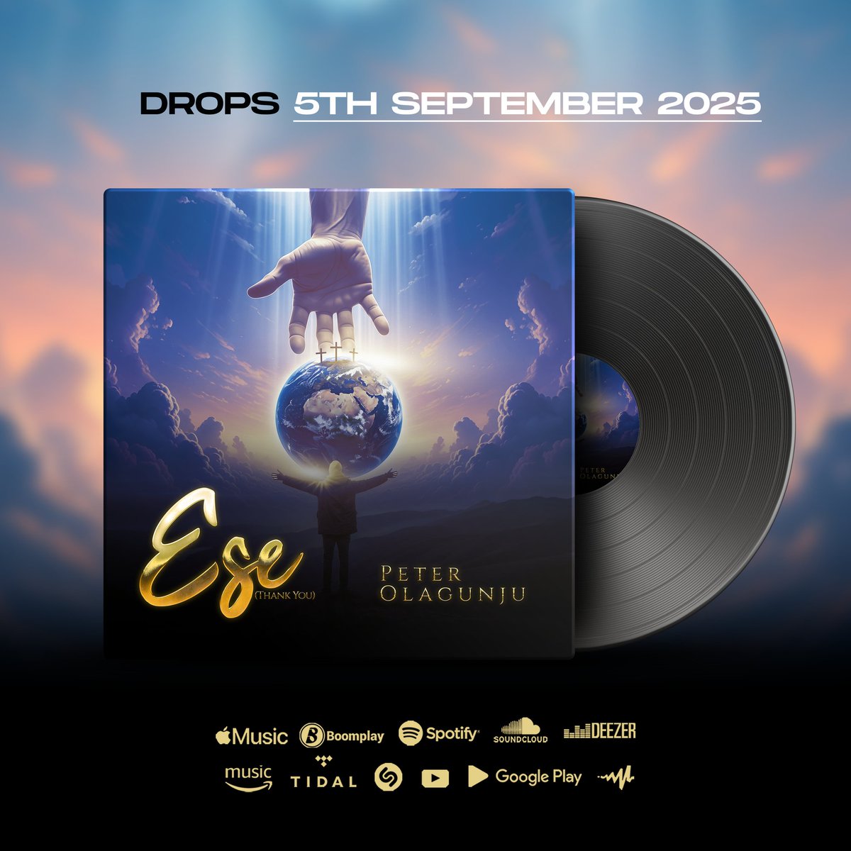 Peter_singz's tweet photo. Ese (Thank You) drops 05-09-25

Get ready for a worship experience that will lift your spirit and fill your heart with thanksgiving 🙌💛

Streaming worldwide from September 5th on all platforms! 🎧

#Ese #PeterOlagunju #NewMusic #Worship #GospelMusic #EseIsComing #September5 https://t.co/ztsgpwTyi5