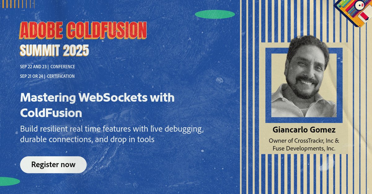 coldfusion's tweet image. WebSockets from first handshake to advanced patterns. Join Giancarlo Gomez at Adobe ColdFusion Summit 2025 for live coding and real time debugging tips.
Register ▶ cfsummit.adobeevents.com

#ColdFusion #CFML #RealTime