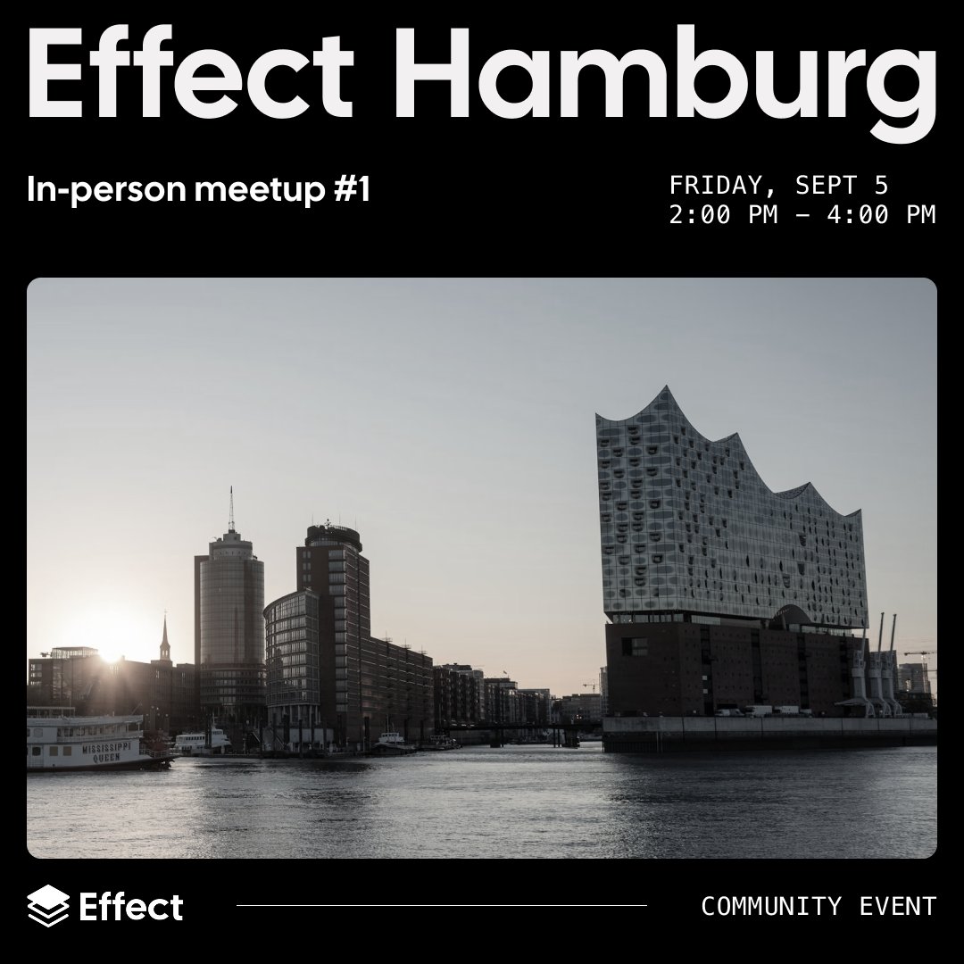 EffectTS_'s tweet photo. Effect Community Meetup – Hamburg!

📍 OMEN Café
🗓️ Friday, Sept 5

RSVP below:

https://t.co/PcqewGBMrz https://t.co/4Ny8hJ42ys