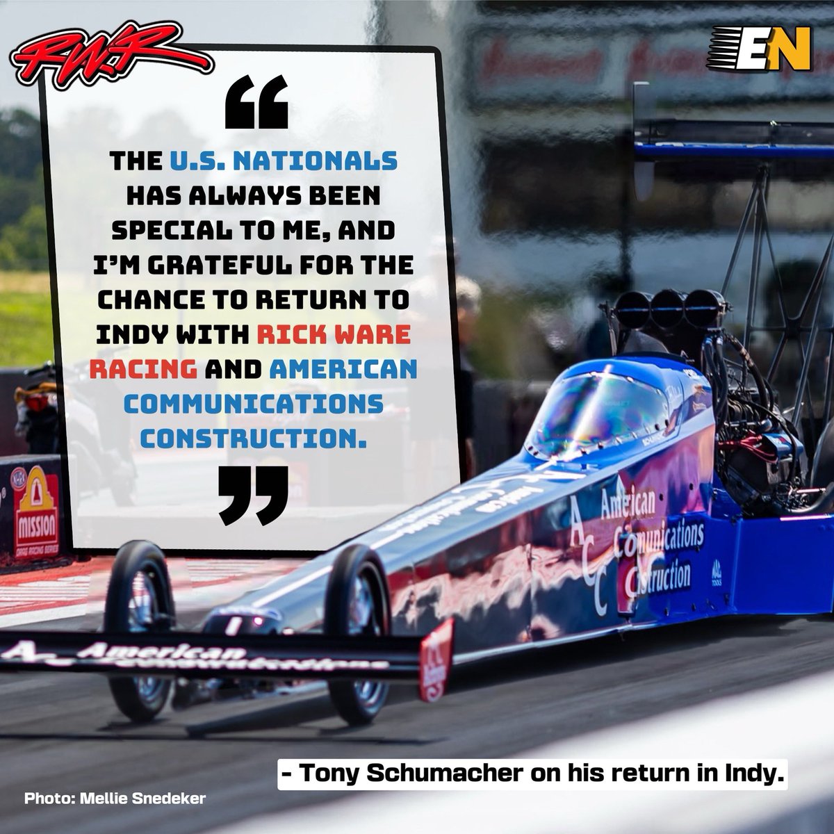 EverythingNITRO's tweet photo. Indy just wouldn’t be the same without Tony Schumacher!
Who’s ready to see the 8-time World Champion return to NHRA competition this weekend!
#nhramissionfoodsdragracingseries #nhradragracing #rickwareracing https://t.co/Ftyz9rxdFS