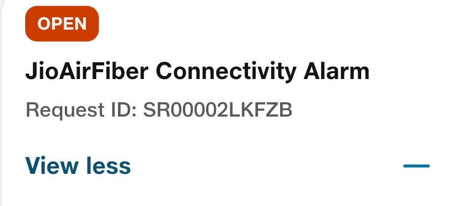 For the last four days I have complained about Jio Air Fiber but no engineer comes and time is given over time.<a href="/JioCare/">JioCare</a> , <a href="/reliancejio/">Reliance Jio</a>