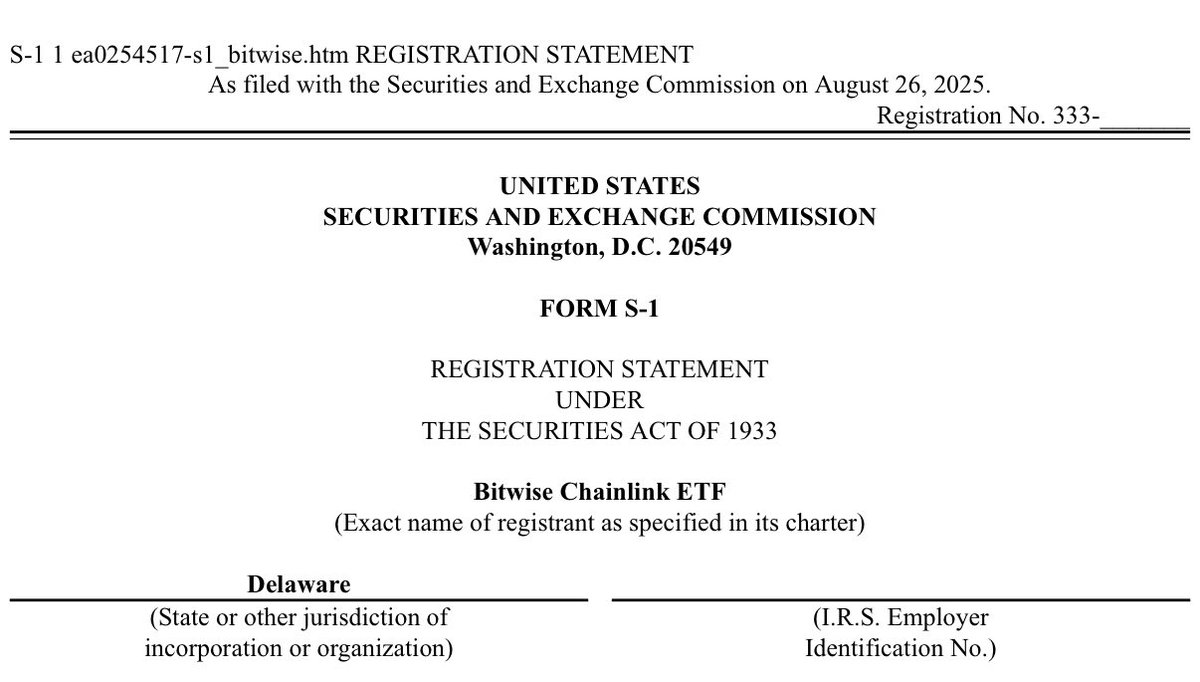 Bitwise just filed for a spot Chainlink ETF
