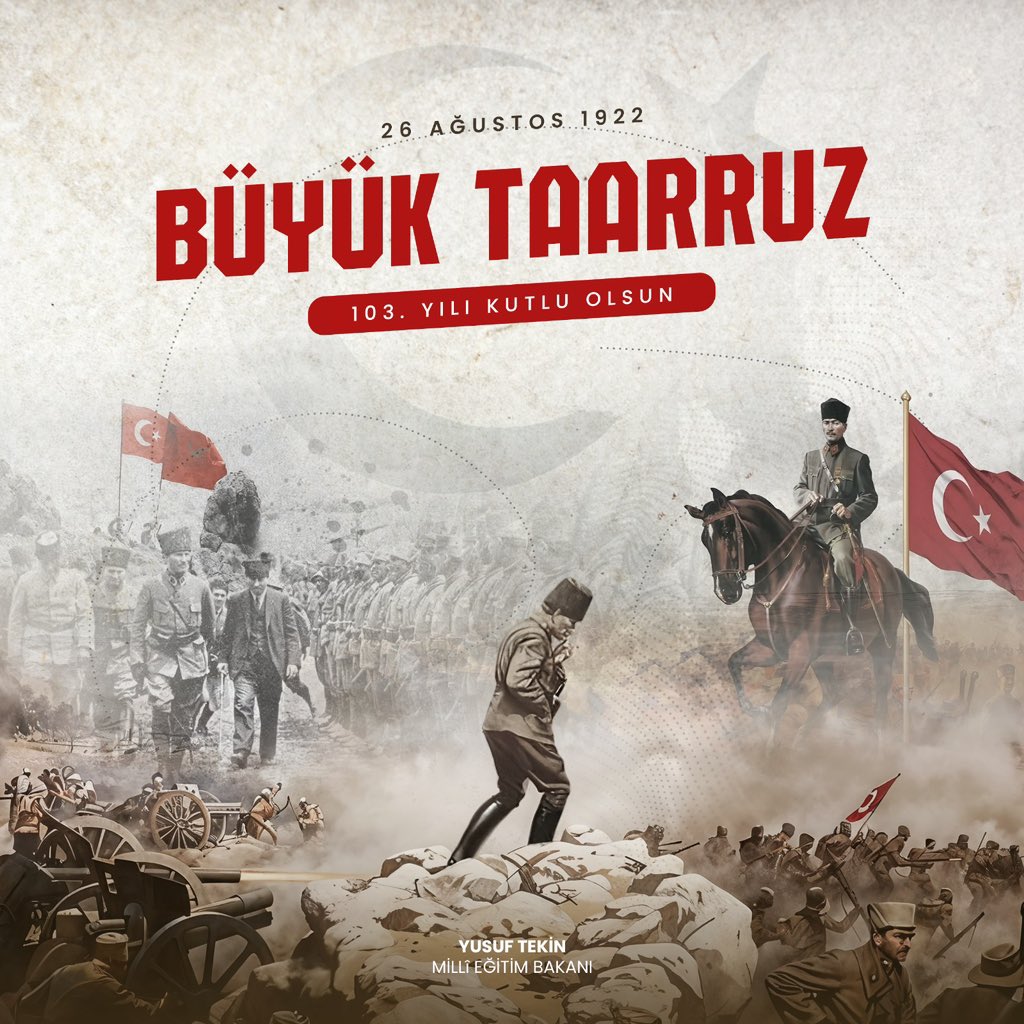 26 Ağustos, milletimizin istiklal ve istikbal yolundaki kararlılığını tüm dünyaya en net biçimde gösterdiği iki tarihî zaferin buluştuğu gündür.

Malazgirt'ten Büyük Taarruz'a uzanan bu şanlı tarih, bu topraklar üzerinde müstevli emelleri olan emperyalist güçlere verilen en güzel