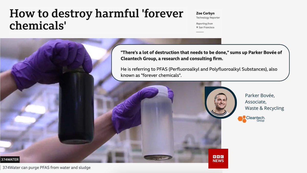 cleantechgroup's tweet image. Parker Bovée of Cleantech Group was quoted in recent coverage on PFAS — the so-called “forever chemicals” — highlighting both the urgent need for destruction technologies and the growing market opportunity they present.

👉Read the full article:
hubs.li/Q03FrK810