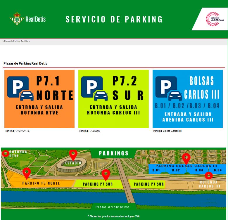 Ya está disponible la 𝐫𝐞𝐬𝐞𝐫𝐯𝐚 𝐠𝐫𝐚𝐭𝐮𝐢𝐭𝐚 𝐝𝐞 𝐚𝐩𝐚𝐫𝐜𝐚𝐦𝐢𝐞𝐧𝐭𝐨𝐬 para la P7 Norte, P7 Sur y las bolsas de Carlos III de cara al próximo #RealBetisAthletic 🅿️🚘 

A estas plazas no se podrá acceder sin el tique de reserva ℹ️👇

➡️ ctickets.es/eventos/plazas…