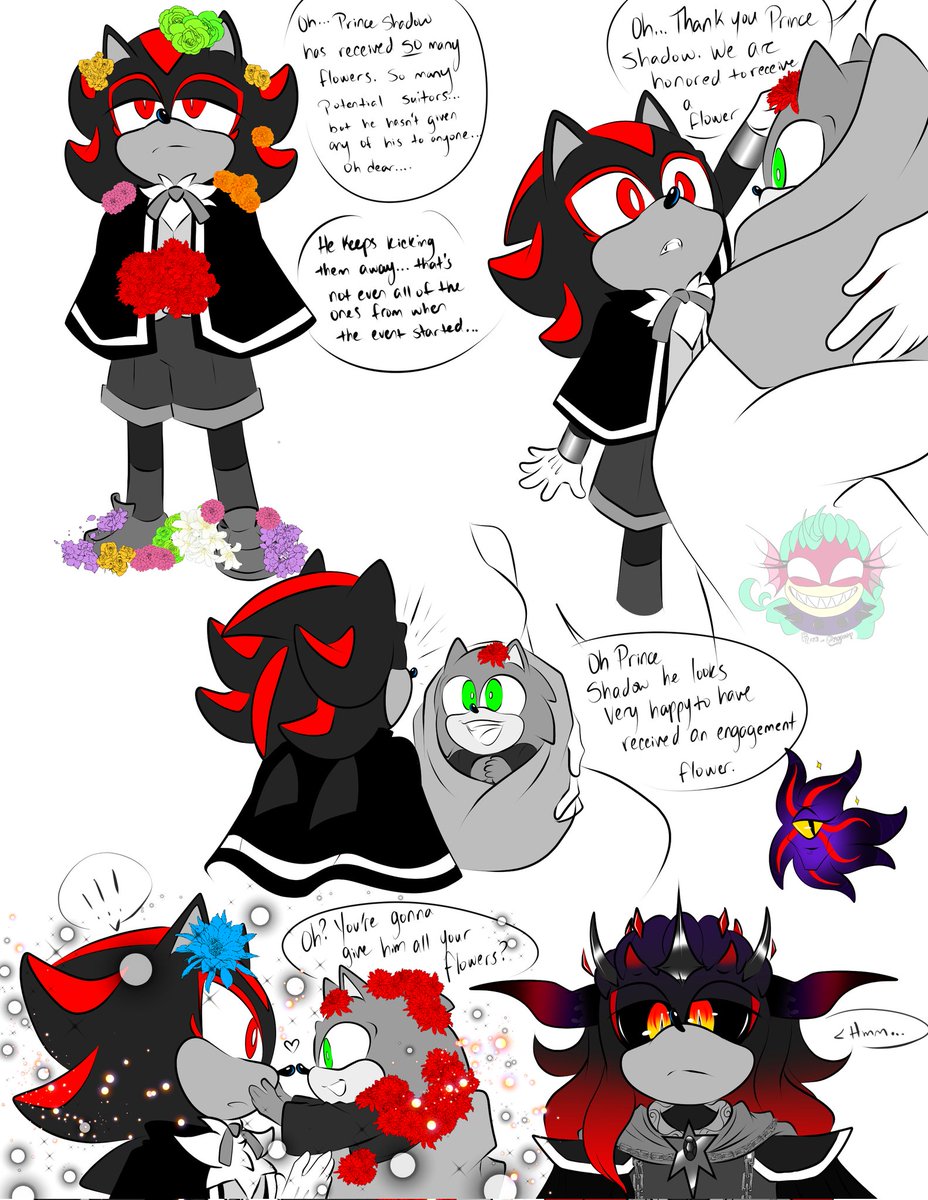 Rae_Dragoon's tweet photo. What if...Prince Shadow and Prince Sonic met before "The Lake" scene. The flowers are a promise in engagement. Daddy Doom is intrigued by his son's choice. Yes I designed a mobian form for him
#princeshadow #princesonic #sonadow #Shadonic #SonicTheHedeghog #ShadowTheHedgehog https://t.co/vrRMZjkmlw