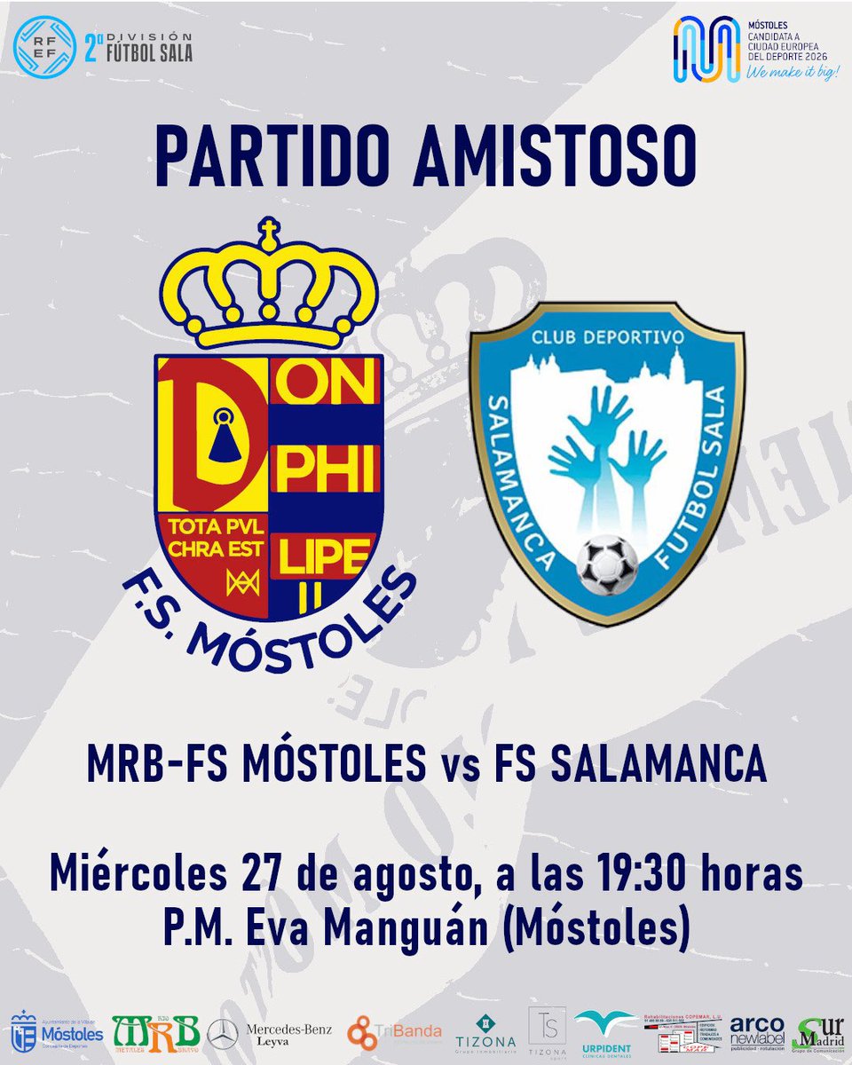 PRETEMPORADA |

Mañana JUGAMOSSSS!!!!

Afrontamos nuestro tercer partido de esta pretemporada con un gran rival como es el <a href="/1mostolesfs/">MRB-FS Móstoles</a> , equipo recién ascendido a Segunda División. 

Exigente test para el equipo de Chema Sánchez de cara a llegar en las mejores condiciones al