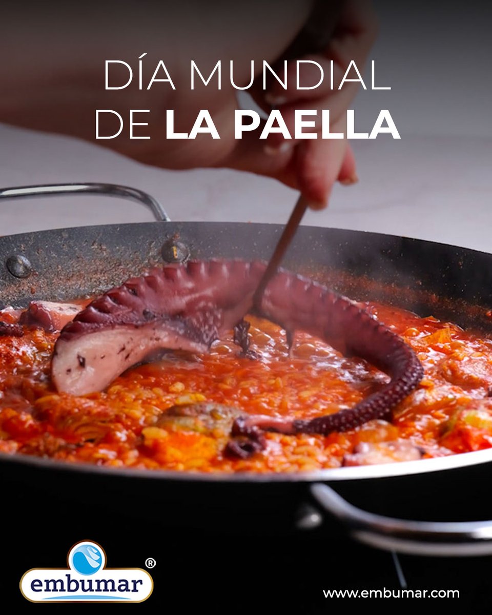 Embumar's tweet photo. ¿Tú también eres #TeamPulpo y le pones pulpo a la paella? 
Para nosotros el pulpo es el ingrediente que siempre suma sabor 😌

Celebra el Día Mundial de la Paella con nuestro pulpo Embumar y disfruta del auténtico sabor del mar en cada bocad https://t.co/D9P8sBLnNG