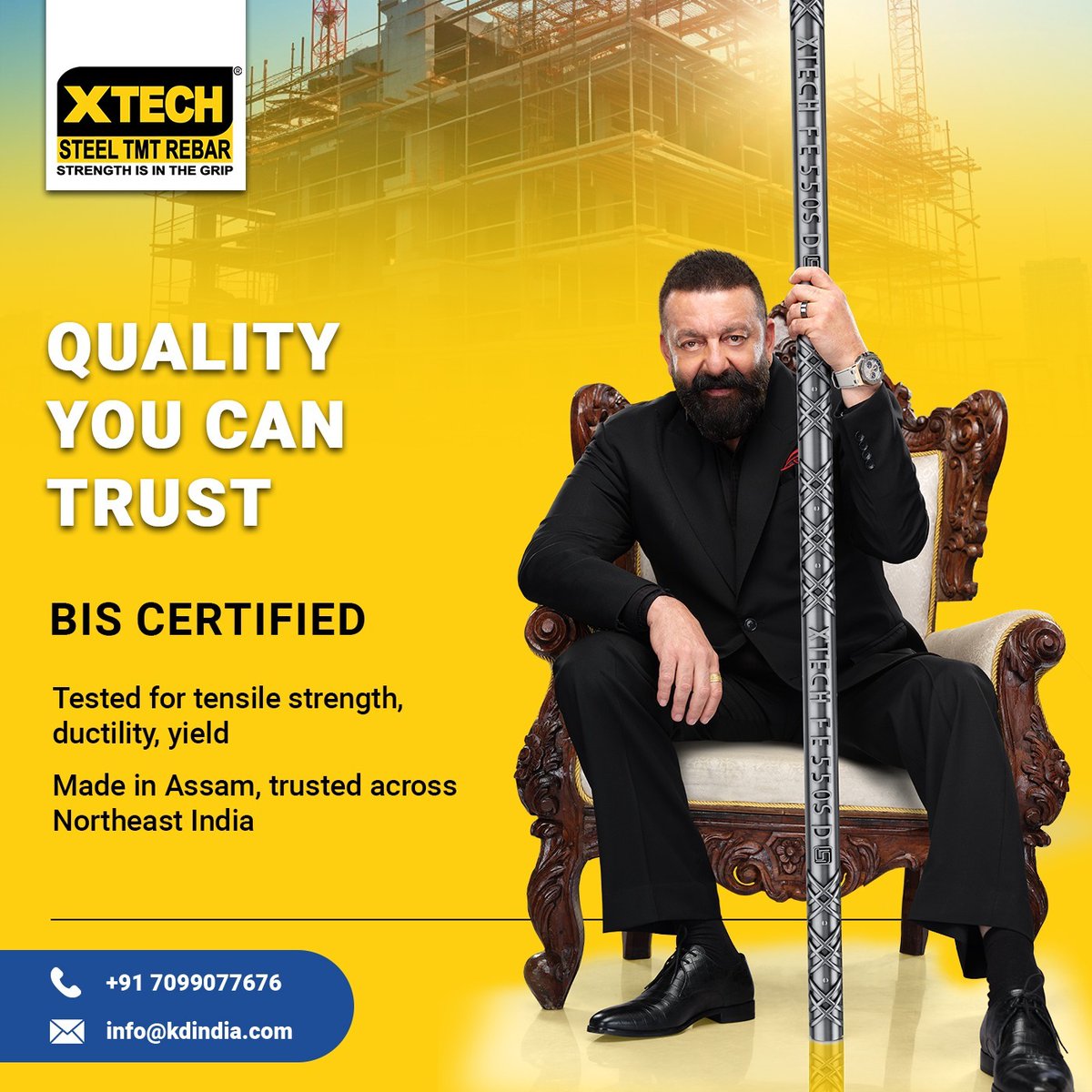 XTechTMTBars's tweet image. Strength isn’t just on the surface, it’s built from the inside out.

#XTECHTMT bars offer flexibility, BIS-certified quality, Thermax elongation &amp;amp; earthquake resistance.

📞 7099077676
 📩 info@kdindia.com

#SeismicStrong #TrustedQuality #BuiltForSafety #EarthquakeResistant