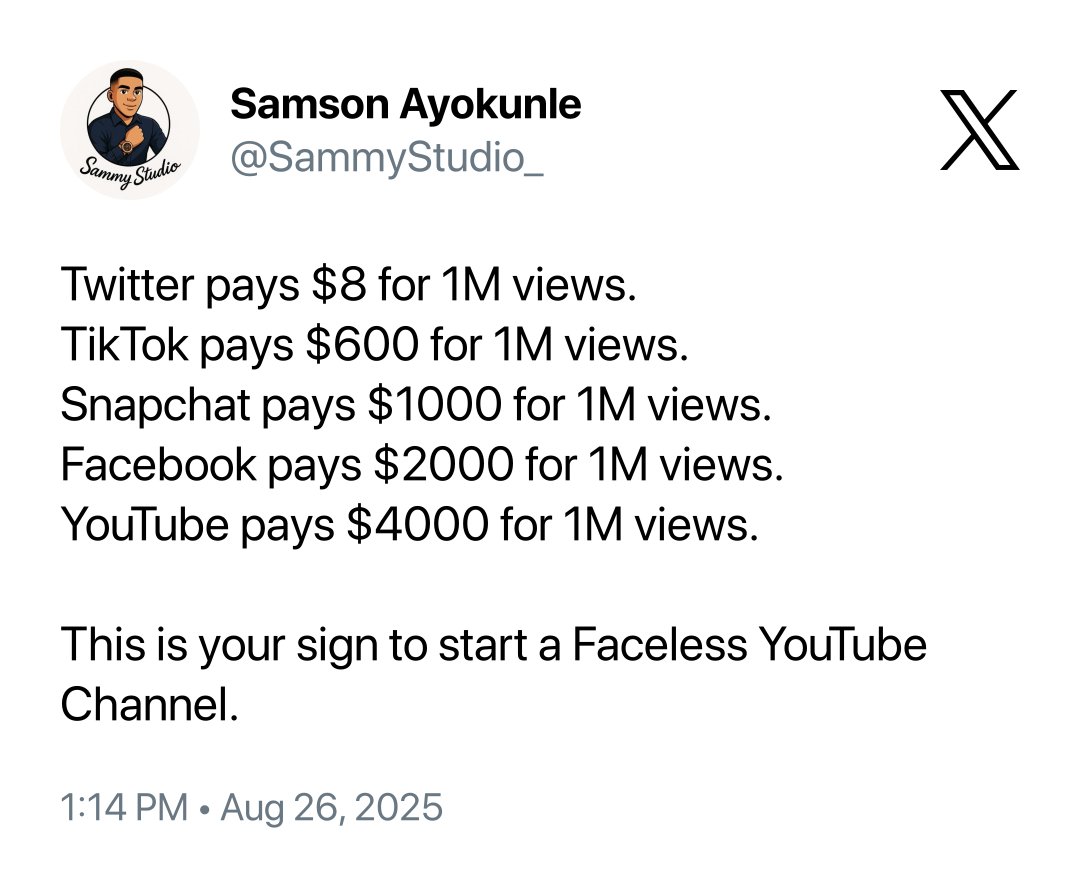 SammyStudio_'s tweet image. This is your sign to start faceless YouTube channel 
-
-
-
#YouTube #YouTubeautomation #Creatorinsights