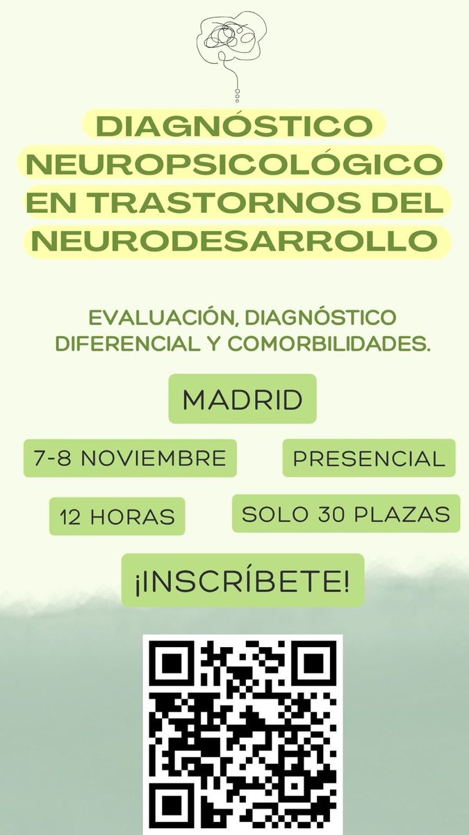 🚨 Plazas limitadas 🚨 Últimos días de DESCUENTO⏰
¿Sabes diferenciar entre #TDAH, #TANV, #TEA y otros trastornos del neurodesarrollo?
📍 Madrid | 7-8 noviembre (o streaming)
👤 Con Iban Onandia
⏳ Solo 30 plazas → ¡Apúntate ya!