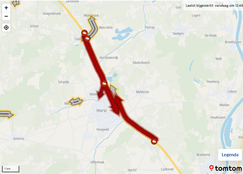 Ongeluk met vrachtwagen op A73 bij Horst