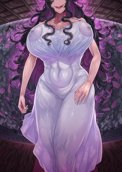 【絵 再掲】
今かいてる八尺様のCG集から抜粋～!
 #八尺様の日 