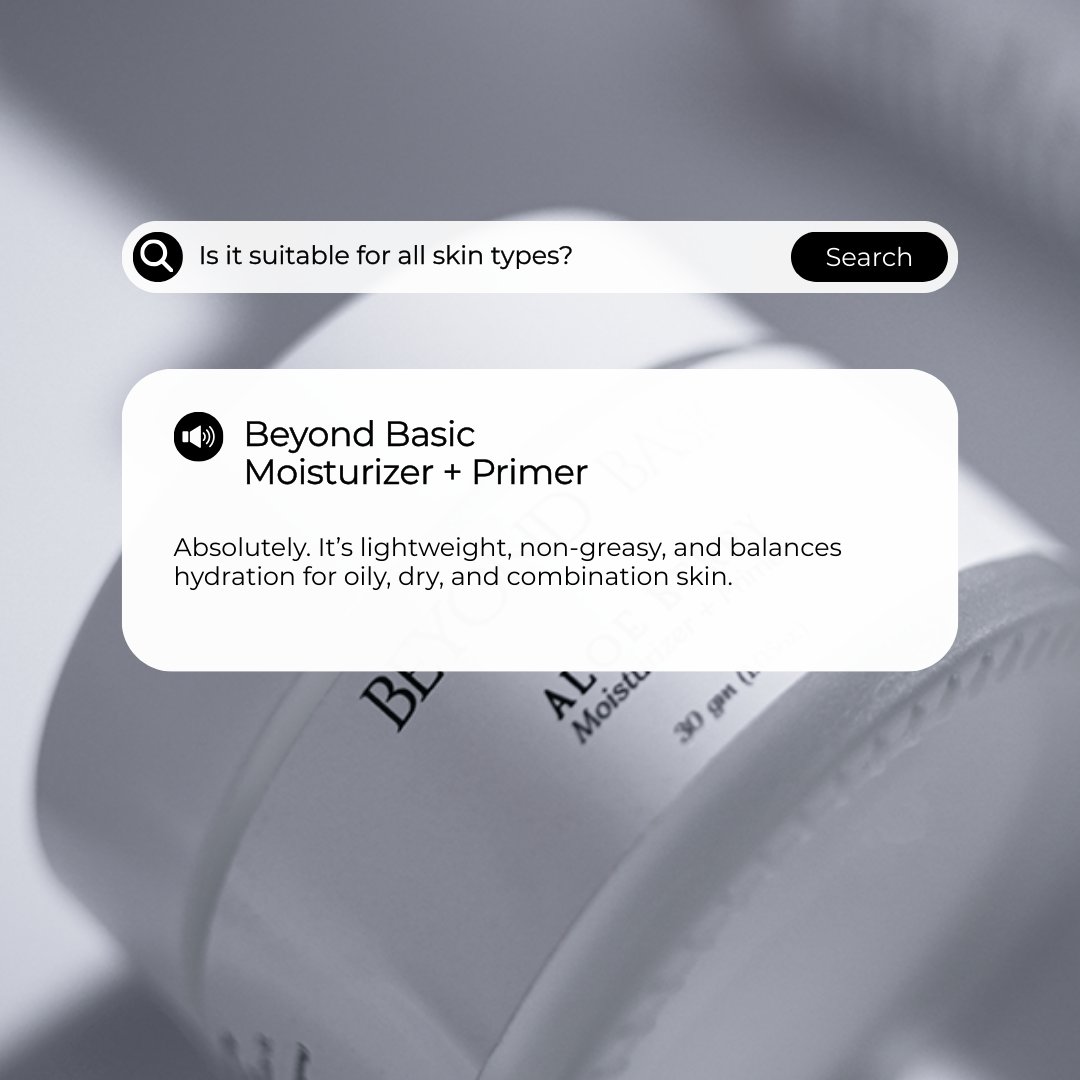 beyondbasicteam's tweet image. One product. All skin types. Meet the Beyond Basic Moisturizer + Primer, which hydrates and prep in a single smooth, non-greasy texture.
 
#BeyondBasic #SkincareMadeEasy #lessismore #lessfussmorefabulous