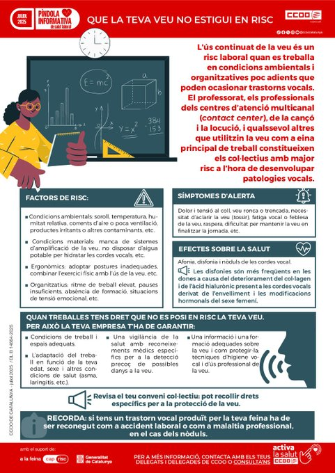 Si la teva veu és la teva principal eina de treball, aquesta informació t'interessa 👇

Més ℹ️ ja.cat/KGsm3
#PrevenirÉsPossible 
#ActivaLaSalut