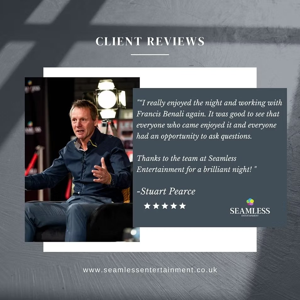 📢We've had the privilege of collaborating with incredible individuals who share their inspiring football stories live on stage over the years🥳

Always a pleasure to work with you, Stuart Pearce👏 
seamlessentertainment.co.uk/events/testimo…

#TuesdayMotivaton #Newcastle  #footballmanager  #NEWLIV