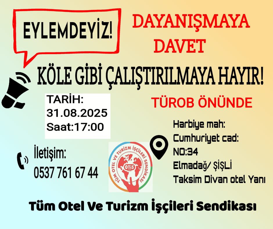 Tüm dostlarımız dayanışmaya davetlidir!
Gelin hep beraber bu kölelik yasasına karşı tek ses olalım !