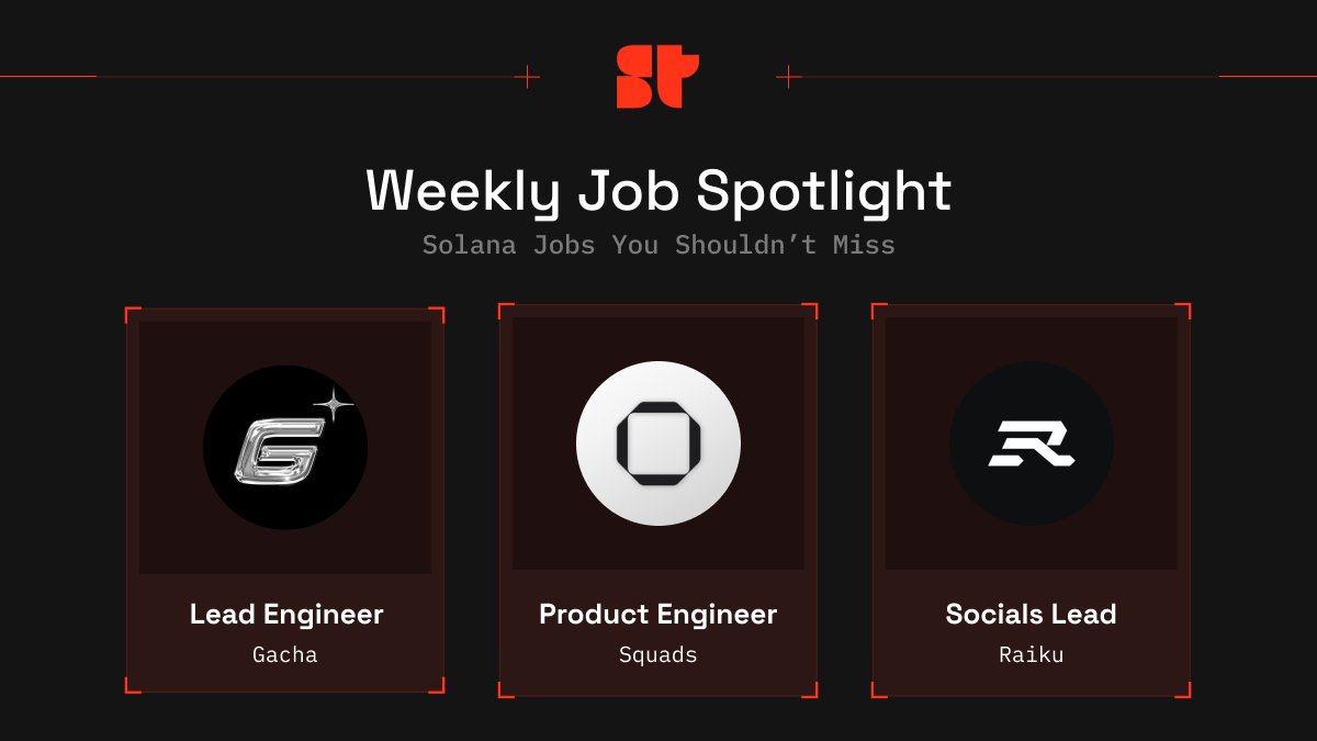 Weekly Job Spotlight

Looking for a new job in the Solana ecosystem? Here are this week's hottest job openings that we are actively hiring for.

Find all details below and join the Superteam Talent Network to get considered for all relevant open jobs on Solana ⤵️