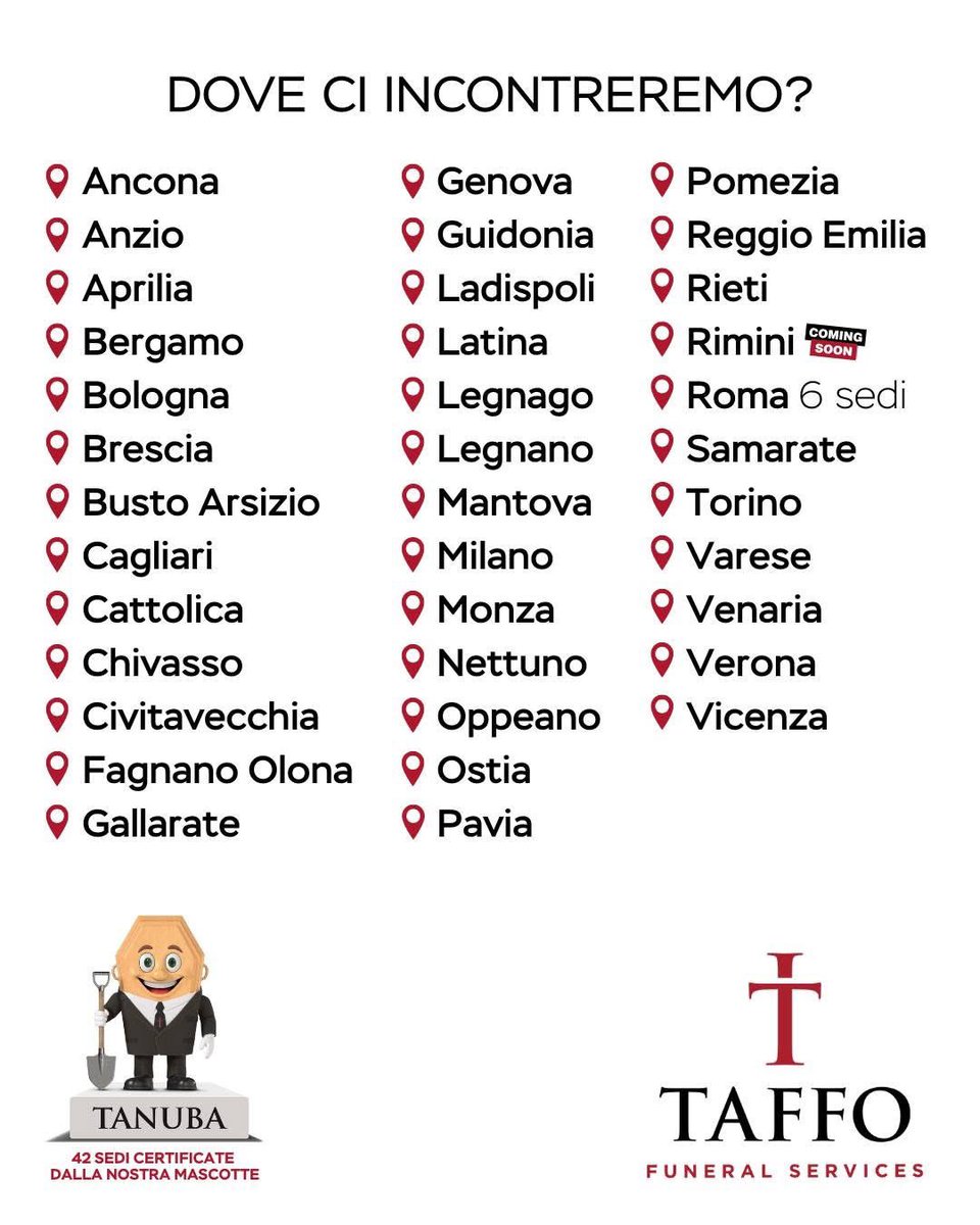 Non c’è fretta, ma in caso ecco tutte le nostre sedi.