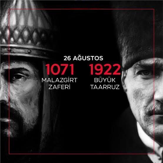 ANADOLU'yu;
Türk yurdu yapan
Sultan AlpArslan'a,
İlelebet Türk yurdu kalacağını yedi cihana haykıran Gazi Mustafa Kemal Atatürk’e,
Kanlarıyla sulayan Gazilerimize, Şehitlerimize, Ecdadımıza,
Sonsuz minnettarız.
Zafer Haftası Kutlu olsun.
