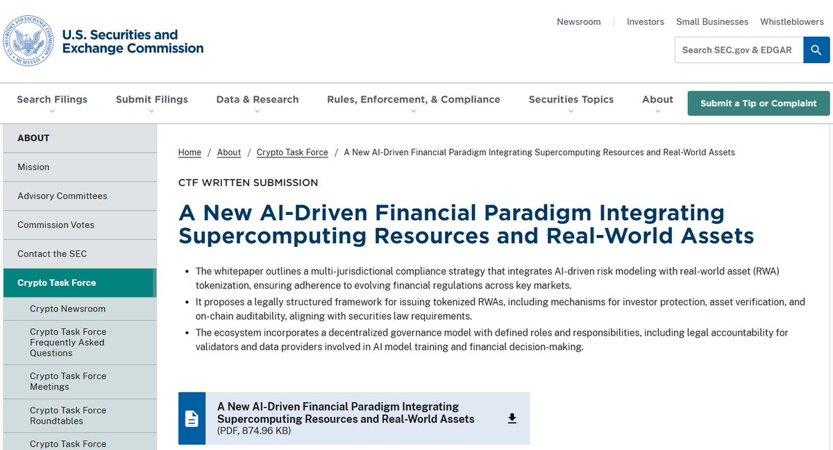 AifiProtocol's tweet photo. 📢 Major Milestone for AI Finance (AIFI)

We’re proud to announce that AIFI has been officially disclosed on the U.S. SEC website, reinforcing our commitment to compliance, transparency, and global standards.

Building the future of finance means building it the right way.
#AIFI #Compliance #Transparency #SEC #Web3 #AI