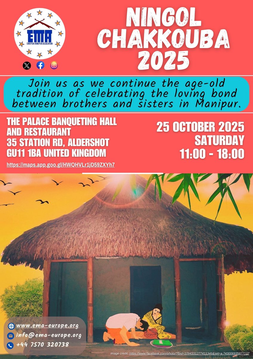 EMA Ningol Chakouba 2025 will held on 25 October 2025 to celebrate the age-old tradition of honouring the bond between brothers and sisters (Ningols) communities of #Manipur.
