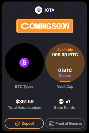ID.iota (@id_iota) on Twitter photo 🚀 Echo Protocol is about to change the #IOTA DeFi ecosystem.
By bringing iBTC to IOTA L1, we unlock one of the biggest liquidity assets in crypto: BTC.
Here’s why this is could be huge:
Possible new Liquidity Pools on <a href="/PoolsFinance/">Pools Finance</a>
iBTC/IOTA, iBTC/VUSD, iBTC/stIOTA → 🚀 Echo Protocol is about to change the #IOTA DeFi ecosystem.
By bringing iBTC to IOTA L1, we unlock one of the biggest liquidity assets in crypto: BTC.
Here’s why this is could be huge:
Possible new Liquidity Pools on <a href="/PoolsFinance/">Pools Finance</a>
iBTC/IOTA, iBTC/VUSD, iBTC/stIOTA →