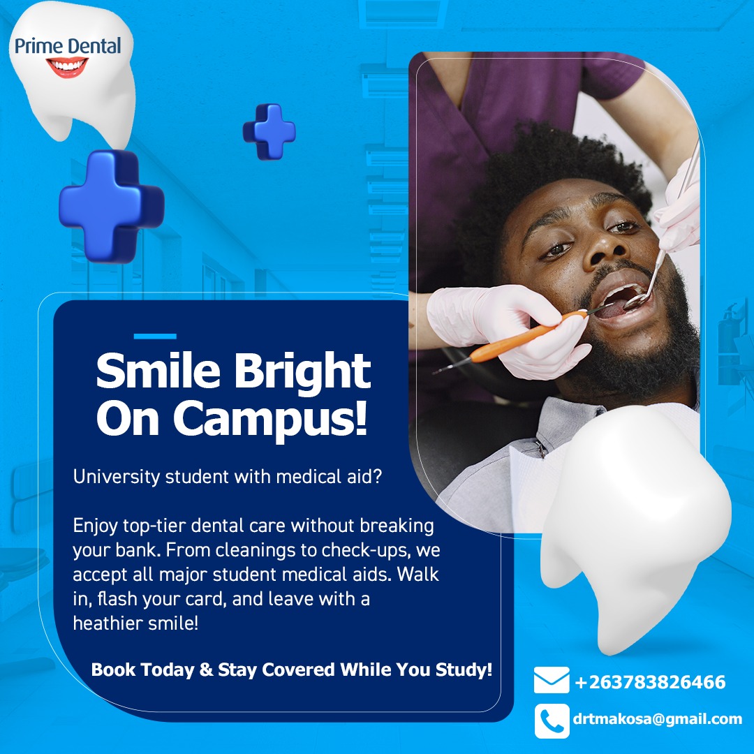 📣 University Students, this one’s for you! 😁📚

Got medical aid? Then you’ve got access to top-tier dental care at Prime Dental! 🦷✨
From check-ups to cleanings, we accept all major student medical aids. Just walk in, flash your card, and walk out with a healthier smile! 💳🪥