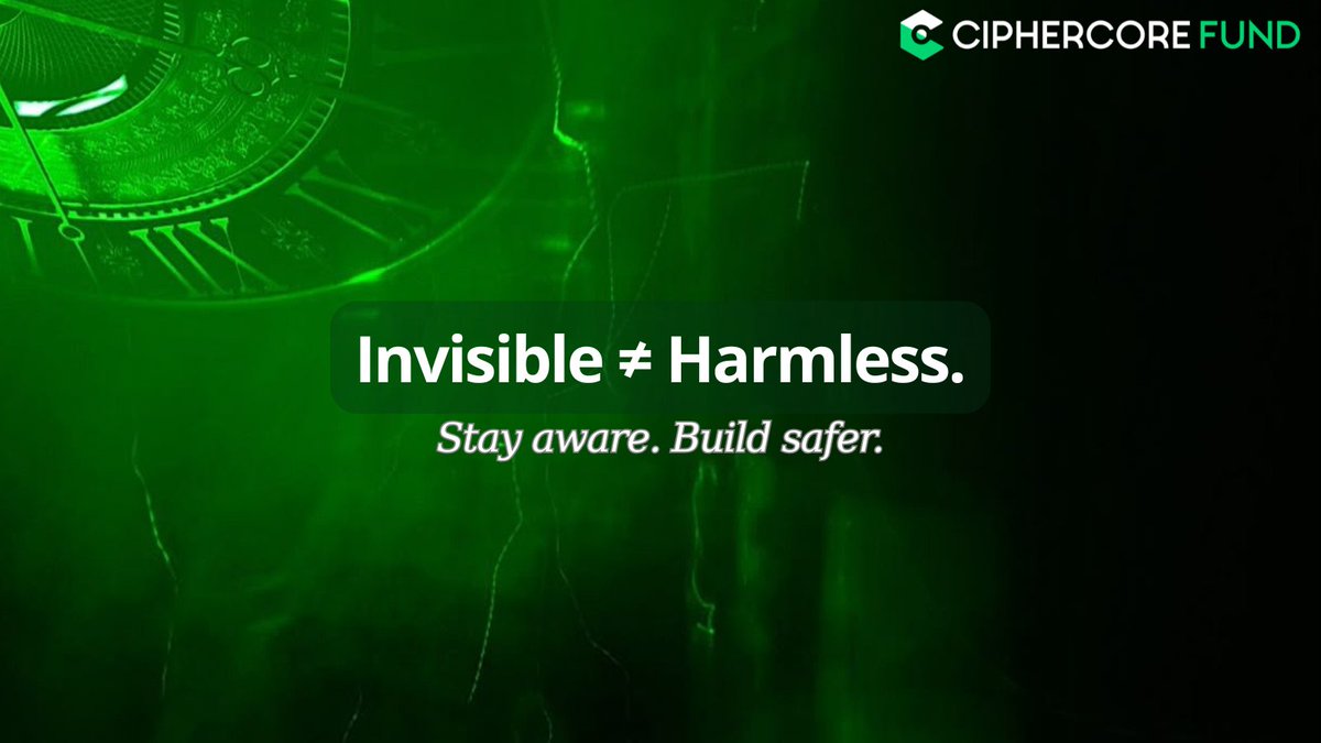 CipherCore_fund's tweet image. Not every risk makes the headlines.

– Side-channel attacks leak what you thought was private.
– Metadata exposes your on-chain patterns.
– MEV frontrunning steals value before you even notice.

Invisible ≠ Harmless.
Stay aware. Build safer.

#Web3Security #Ciphercore