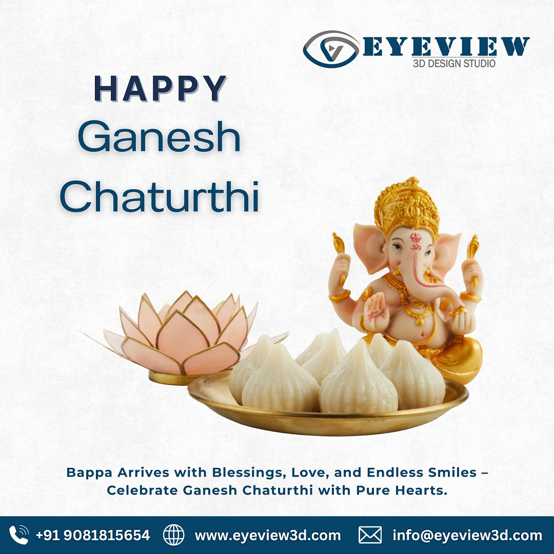 Bring home Bappa this Ganesh Chaturthi and welcome happiness, prosperity, and harmony into your life with love and endless devotion.

#Eyeview_3D_Design_Studio #GaneshChaturthi #GanpatiBappaMorya #GanpatiFestival #GaneshUtsav #GanpatiCelebration #GaneshChaturthi2025