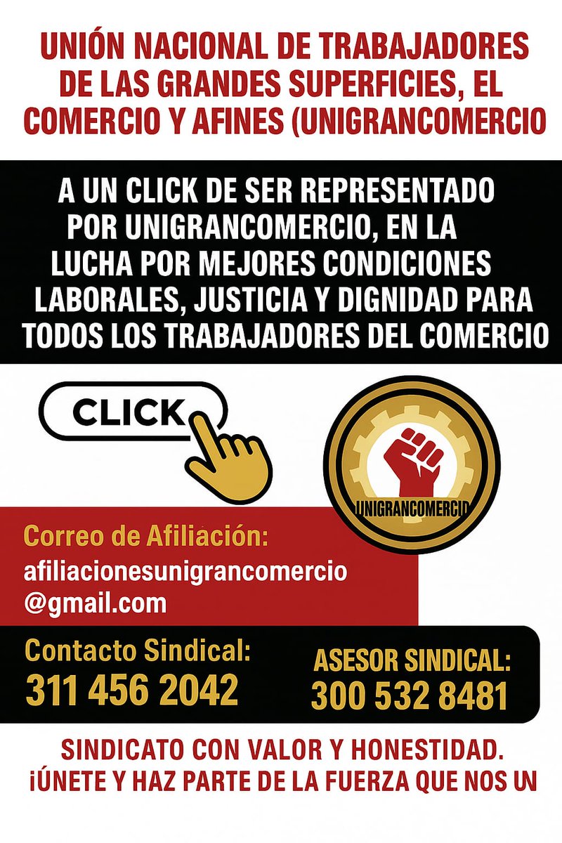 Ayer cumplió su primer año de existencia sindical el sindicato Unigrancomercio, integrado por trabajadores de grandes superficies y el comercio, buscando dignificar las condiciones de trabajo de los trabajadores del comercio, que laboran en condiciones precarias en su gran