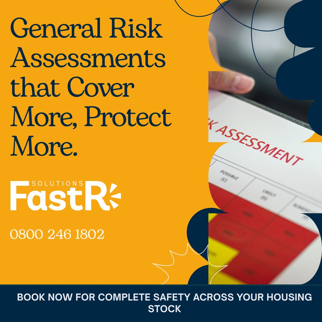 FastRSolutions's tweet image. Do You Know Your Hidden Risks?
Social housing involves more than fire safety.
Our General Risk Assessments help you spot hidden risks, protect tenants &amp;amp; meet wider compliance duties.
📞 Book now: 0800 246 1802
#GRA #SocialHousing #RiskAssessment #TenantSafety #Compliance
