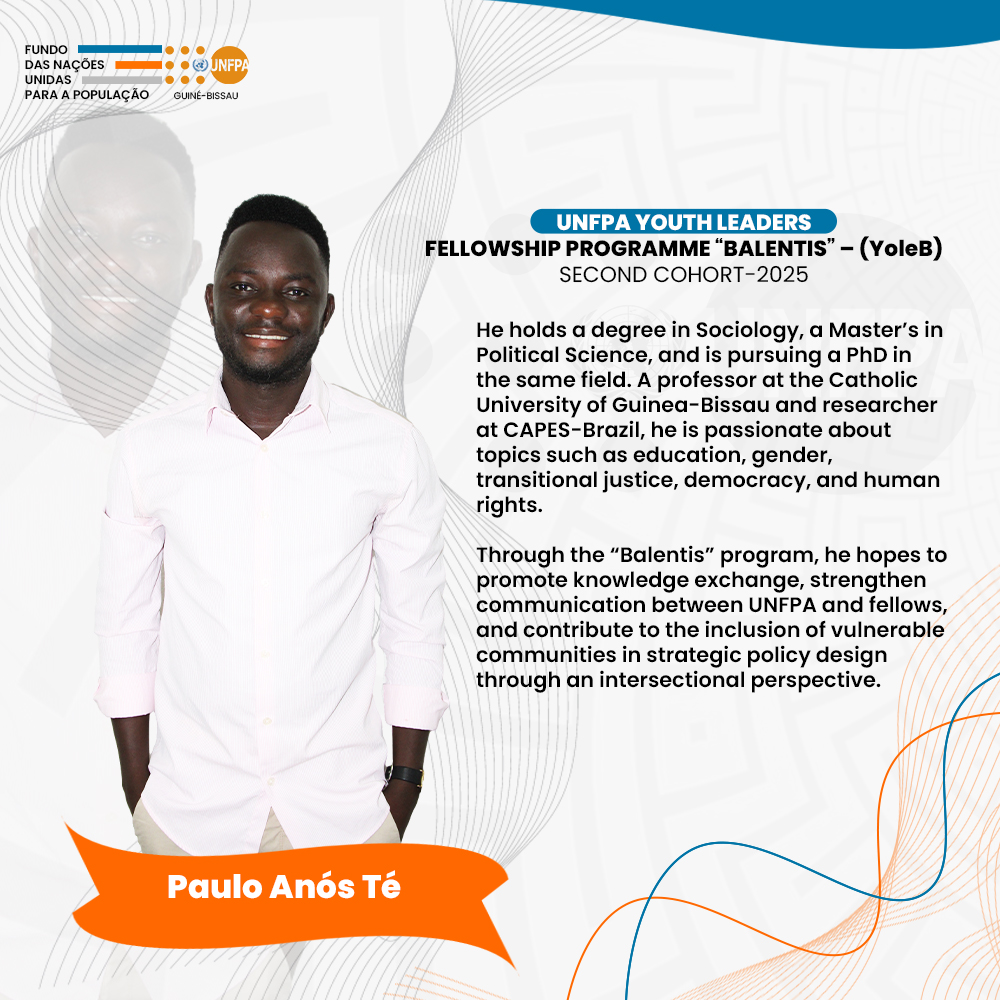 𝐏𝐚𝐮𝐥𝐨 𝐀𝐧𝐨́𝐬 𝐓𝐞́
Sociology graduate and political science researcher.

In “BALENTIS” Cohort 2, he aims to promote knowledge exchange and involve vulnerable communities in strategic youth and social policies.

#Youth2030
#PutYoungPeopleFirst
#YouthNOW
#YouthLead