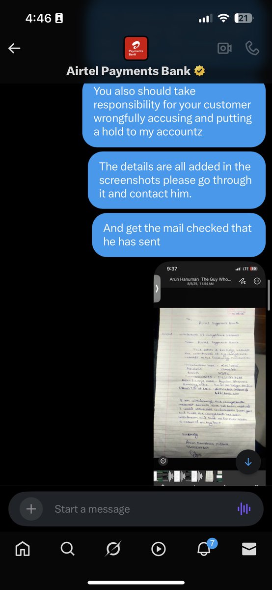 ayushisharmaa_'s tweet photo. @airtelbank @RBI @RBIsays @airtelindia @Airtel_Presence @MumbaiPolice Despite sharing all the details https://t.co/TLfFOrAXsc