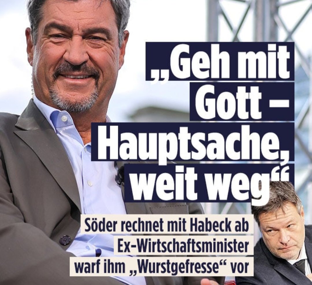 Der Satz des Tages kommt heute AUSGERECHNET von Markus Söder.
So wie er empfinden die meisten bei #Habeck's Abgang. 👌