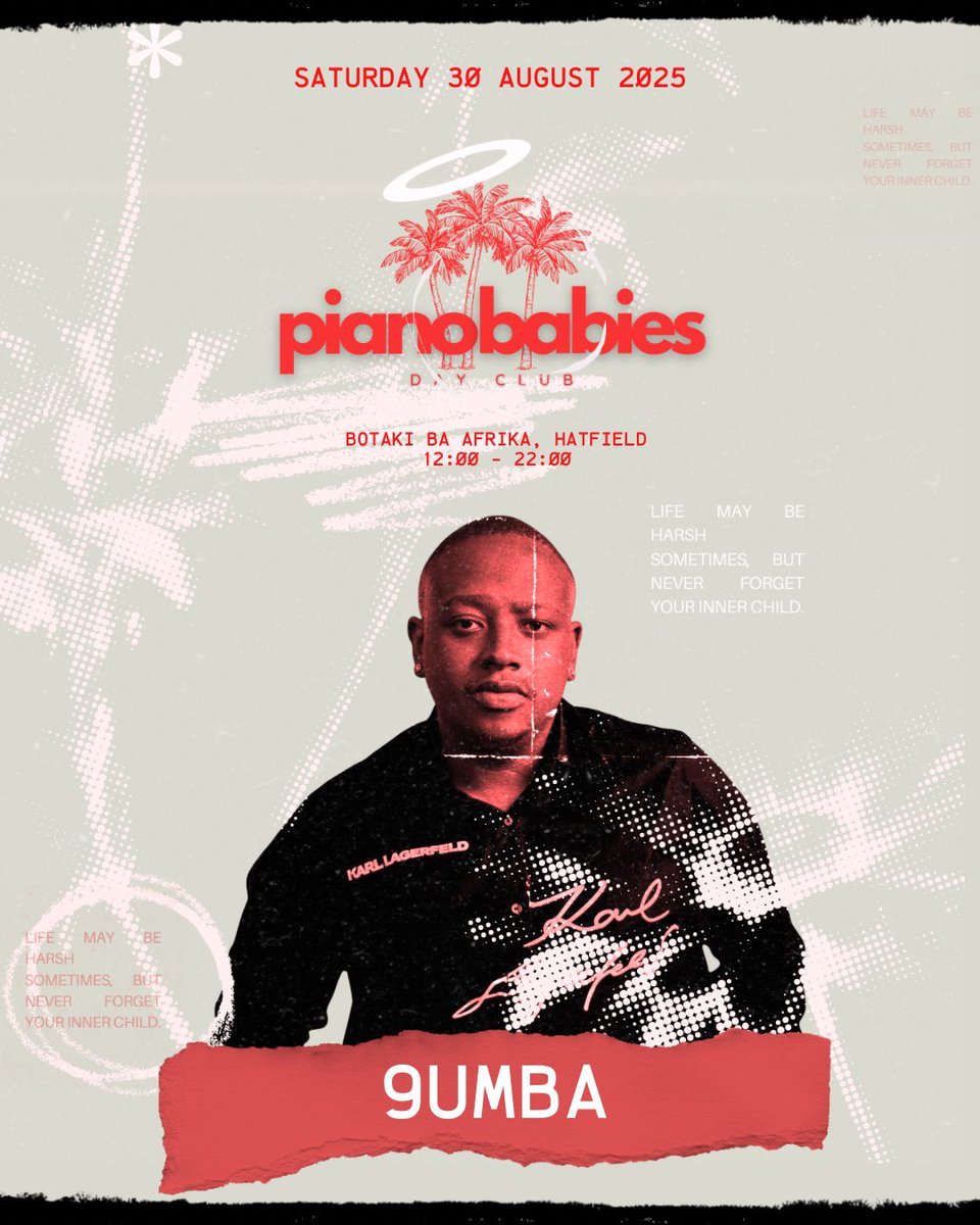Introducing our next act for #PianoBabiesDayClub…

The man behind some of the biggest songs the has seen, such as “Ulazi”, “VSOP”, and “Umlando”.

The SAMA award winning, multi-platinum selling, undeniable…

9UMBA.🌴🙂‍↔️

#WeAreOnePeople