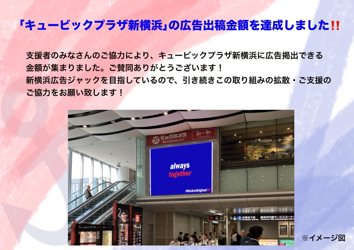 aisu_fmarinos's tweet photo. 皆様のご支援により、広告掲出できる金額に到達しました😭ありがとうございます！当初目標にはまだまだではありますが、形にできることがとっても嬉しいです。
皆すごいよ本当に…😭😭
引き続きご支援は募集中ですので、更なるステップアップのため、ご協力お願いいたします！
https://t.co/1B9wY39jzW https://t.co/b0m8pFRvew