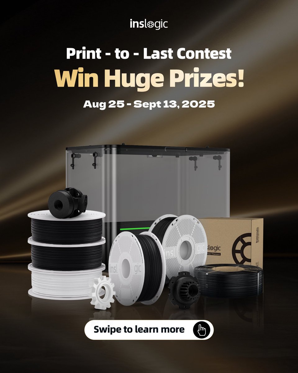 Inslogic3D's tweet image. Inslogic Print-to-Last Contest!
Share your creative 3D prints made with Inslogic engineering filaments from Aug 25 to Sep 13, 2025. Post on social media using following hashtag, tag us, and comment here.

#Inslogic3D #InslogicPrintToLast #InslogicEngineeringMaterial #3dprinting
