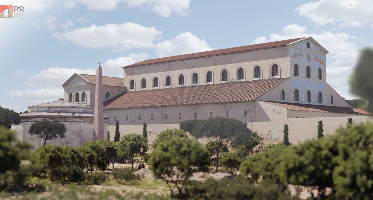 A reconstruction of the Old Saint Peter’s Basilica in Rome