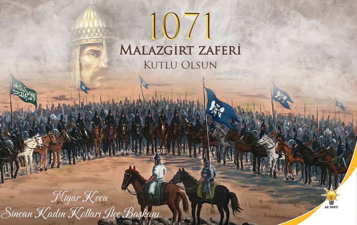 <a href="/NigarKoca0666/">NİGAR KOCA🇹🇷</a>
“Bugün, 1071 Malazgirt Zaferi’nin yıl dönümünde; bu toprakları bizlere vatan kılan Sultan Alparslan’ı ve kahraman ecdadımızı minnetle anıyoruz. Anadolu’nun her karışında onların izleri, bizlere emanettir.”
<a href="/tugbaisikercan/">Tuğba IŞIK ERCAN</a>
<a href="/akgul_aysel/">Aysel Koçak Akgül</a>