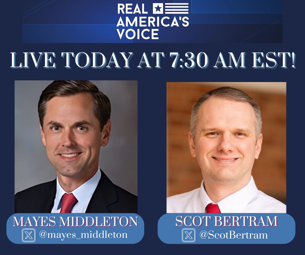 Delanoye Strategies (@delanoyestrat) on Twitter photo Tuning in <a href="/RealAmVoice/">Real America's Voice (RAV)</a> to hear what Texas State Senator <a href="/mayes_middleton/">Mayes Middleton</a>, candidate for Texas AG, has to say about the Big Beautiful Map in Texas, the Women's Privacy Act & why Democrats protested it in the Capitol Rotunda; up next w/ <a href="/ScotBertram/">Scot Bertram</a>
rumble.com/v6y3chk-the-st… Tuning in <a href="/RealAmVoice/">Real America's Voice (RAV)</a> to hear what Texas State Senator <a href="/mayes_middleton/">Mayes Middleton</a>, candidate for Texas AG, has to say about the Big Beautiful Map in Texas, the Women's Privacy Act & why Democrats protested it in the Capitol Rotunda; up next w/ <a href="/ScotBertram/">Scot Bertram</a>
rumble.com/v6y3chk-the-st…