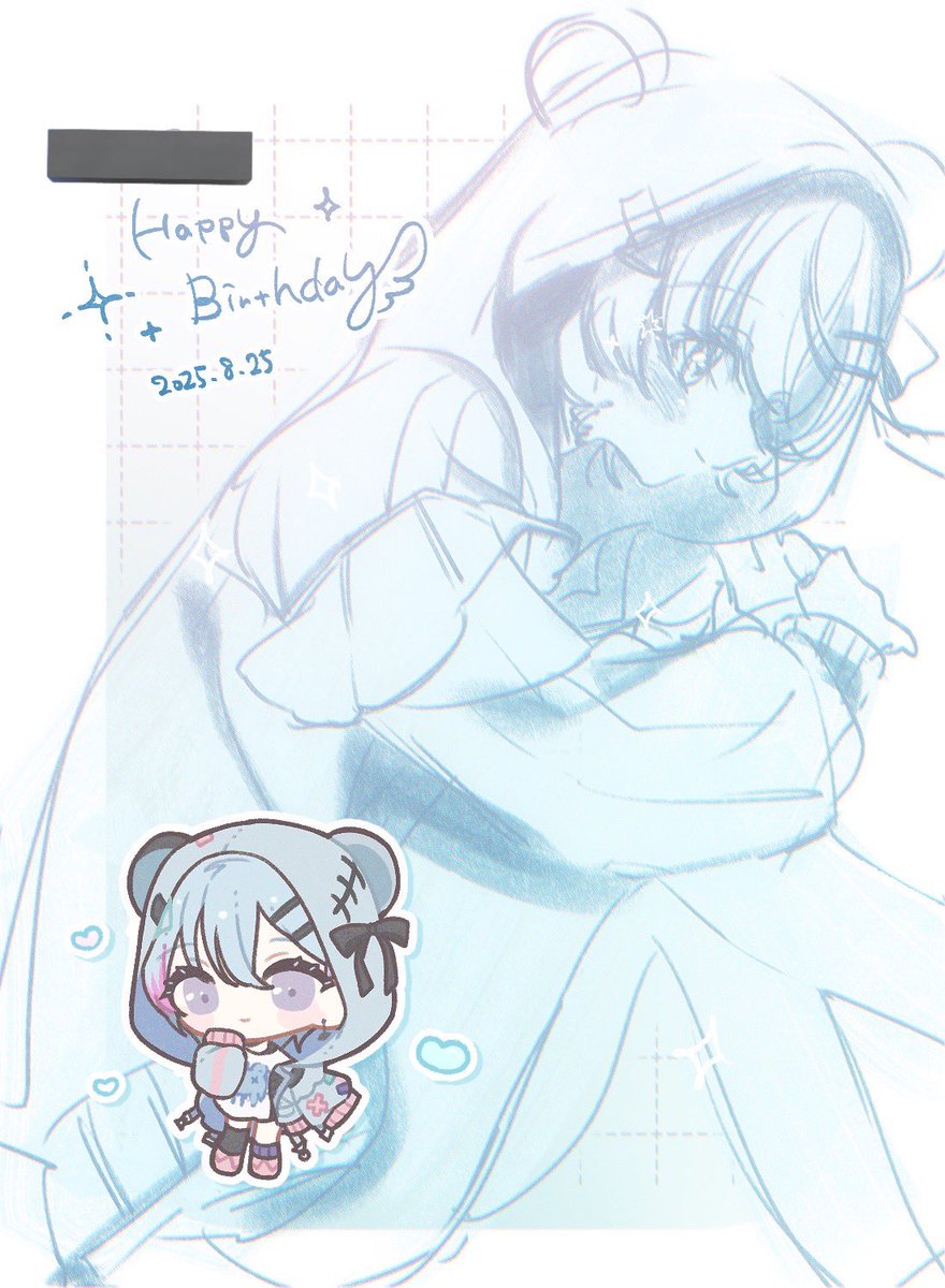 これは誕生日に唯一の絵描きの友達が描いてくれたりっちゃん！